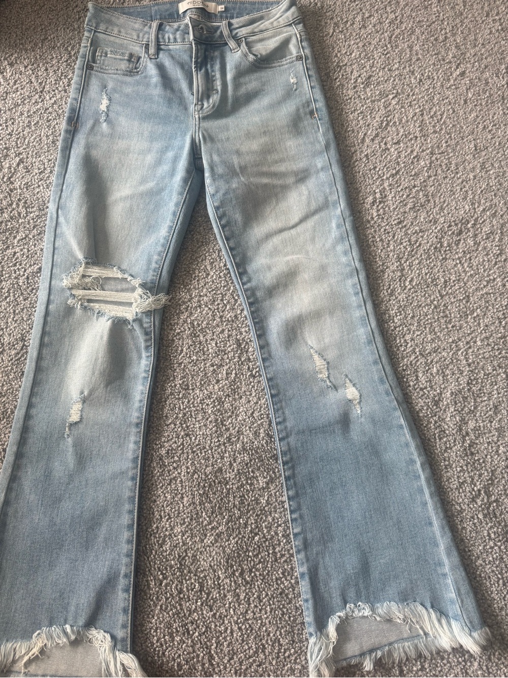 Hidden Jeans Light Blue Frayed Hem Wide Leg Jeans - Picture 3 of 5